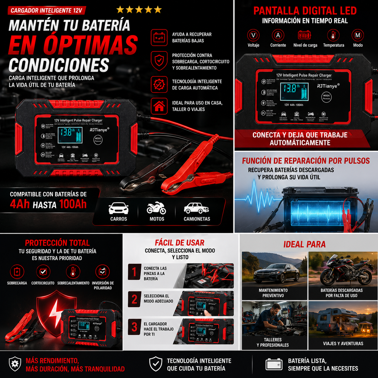 cargador bateria de carro 12v