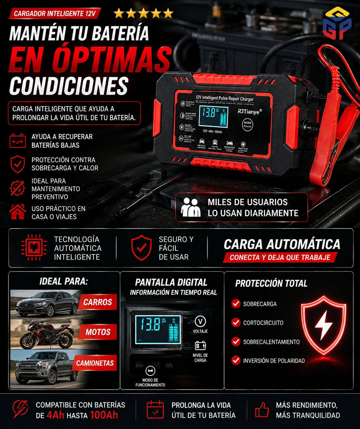 cargador bateria de carro 12v