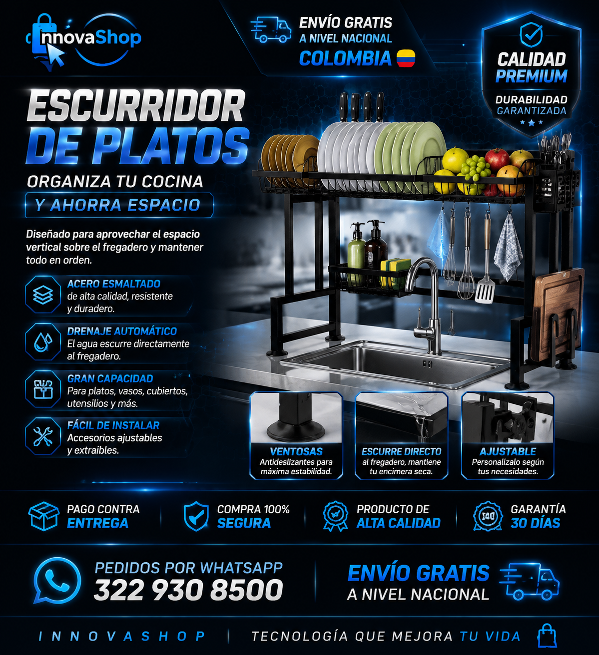 escurridor doble tapa